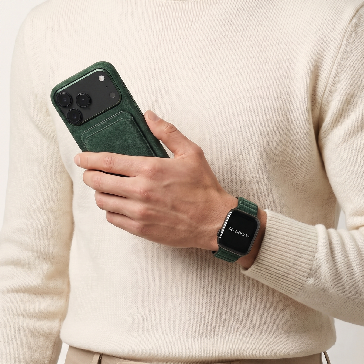 iphone alcantara case - Midnight Green