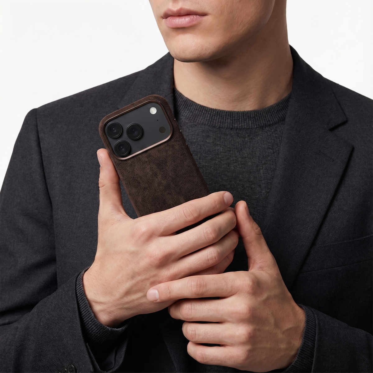 iphone 18 pro max alcantara case - Chocolate Brown