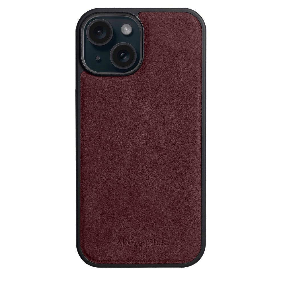 iphone 15 plus alcantara back cover - Wine Red