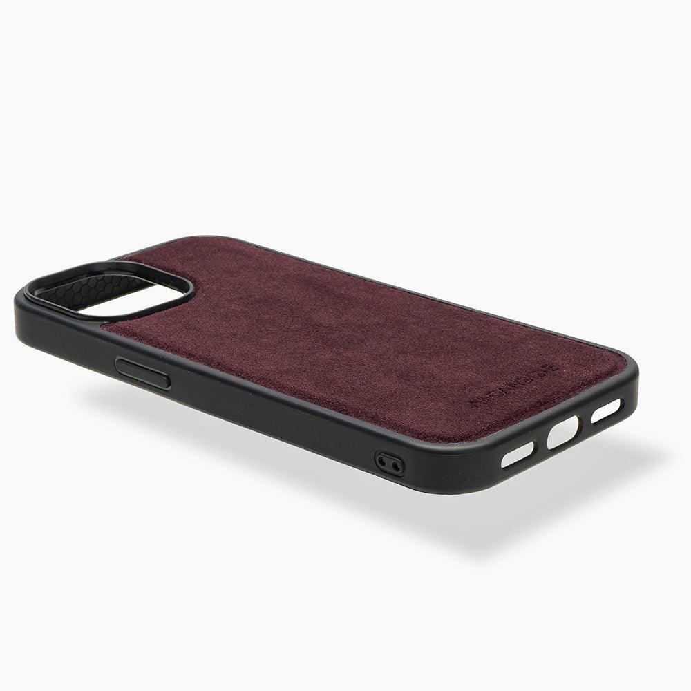 iphone 15 plus alcantara back cover - Wine Red