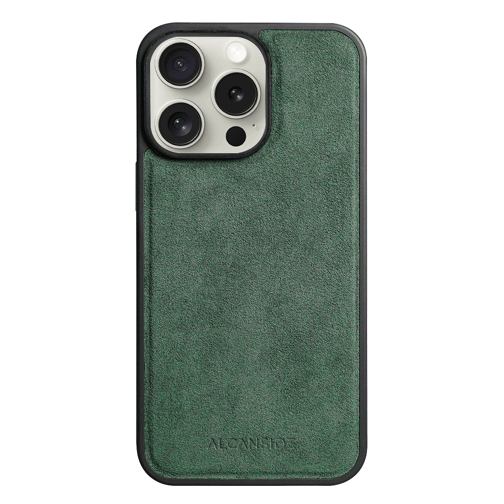 iphone 15 pro max alcantara back cover - Midnight Green