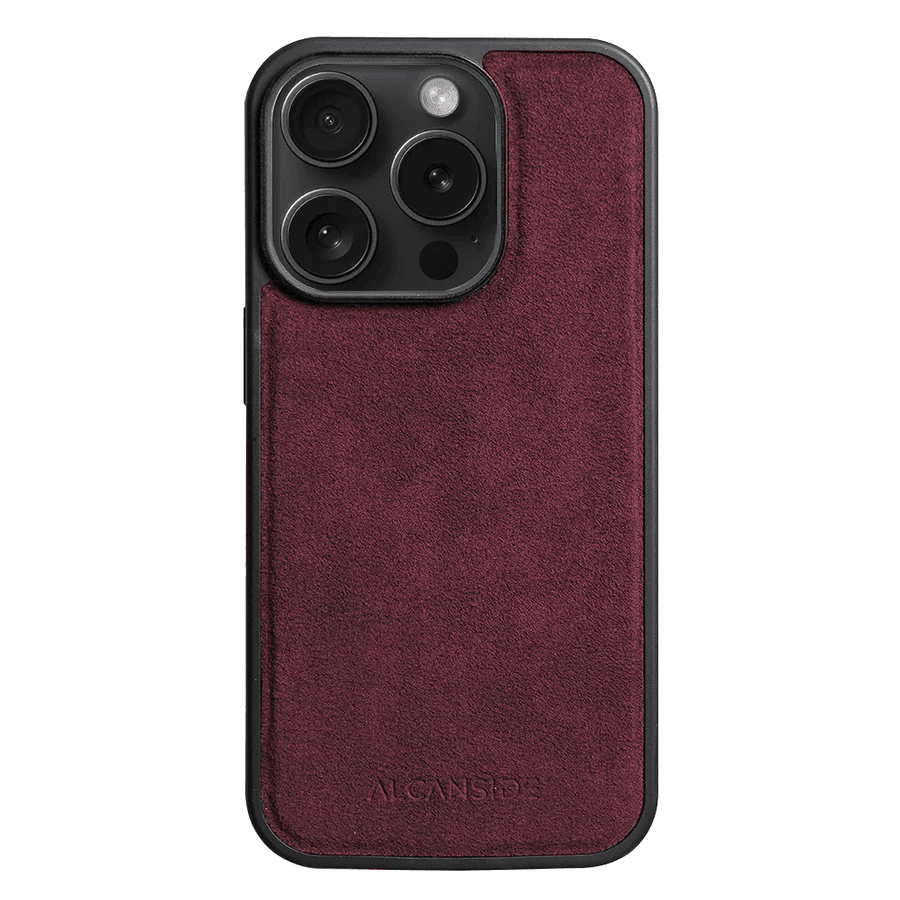 iphone 15 pro max alcantara back cover - Wine Red