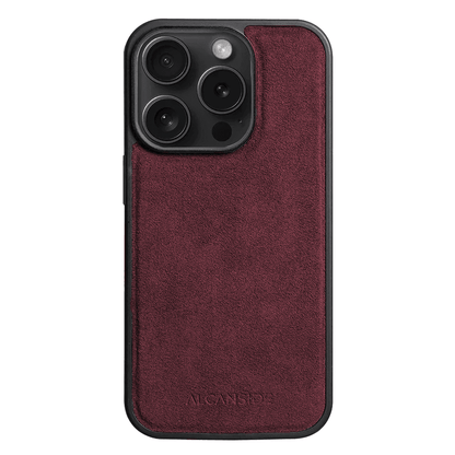 iphone 15 pro max alcantara back cover - Wine Red