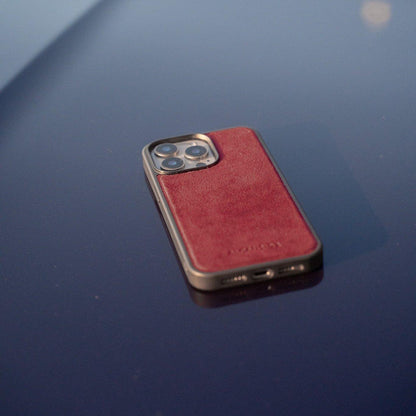 iphone 16 pro max alcantara back cover - Wine Red