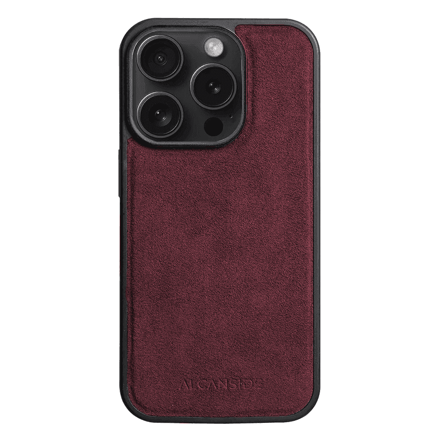 iphone 16 pro alcantara back cover - Wine Red