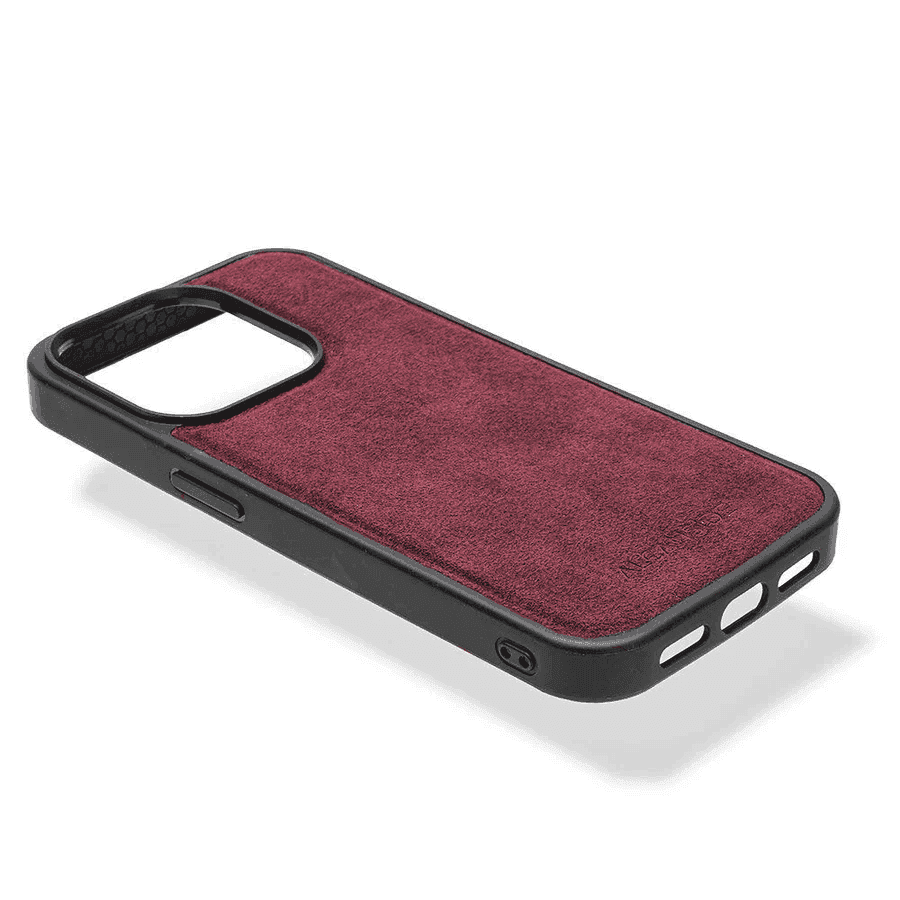 iphone 16 pro alcantara back cover - Wine Red