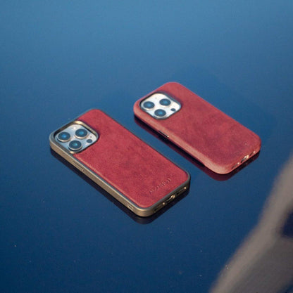 iphone 16 pro max alcantara back cover - Wine Red