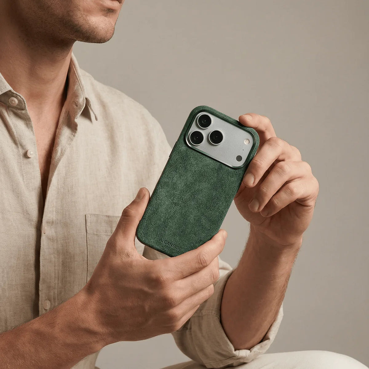 iphone alcantara case - Midnight Green