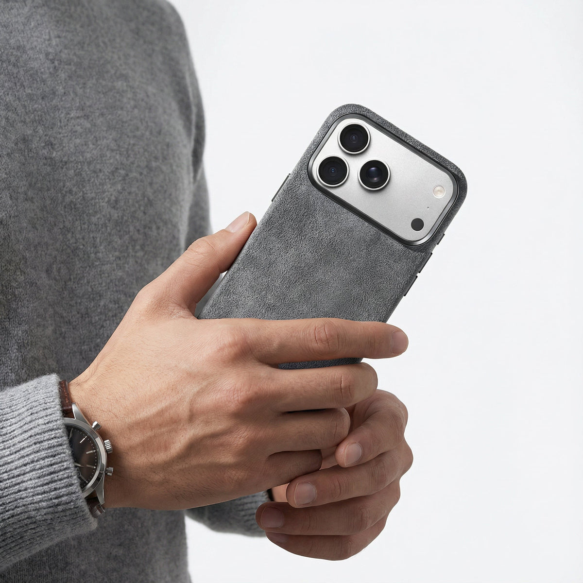 iphone alcantara case - Nardo Gray