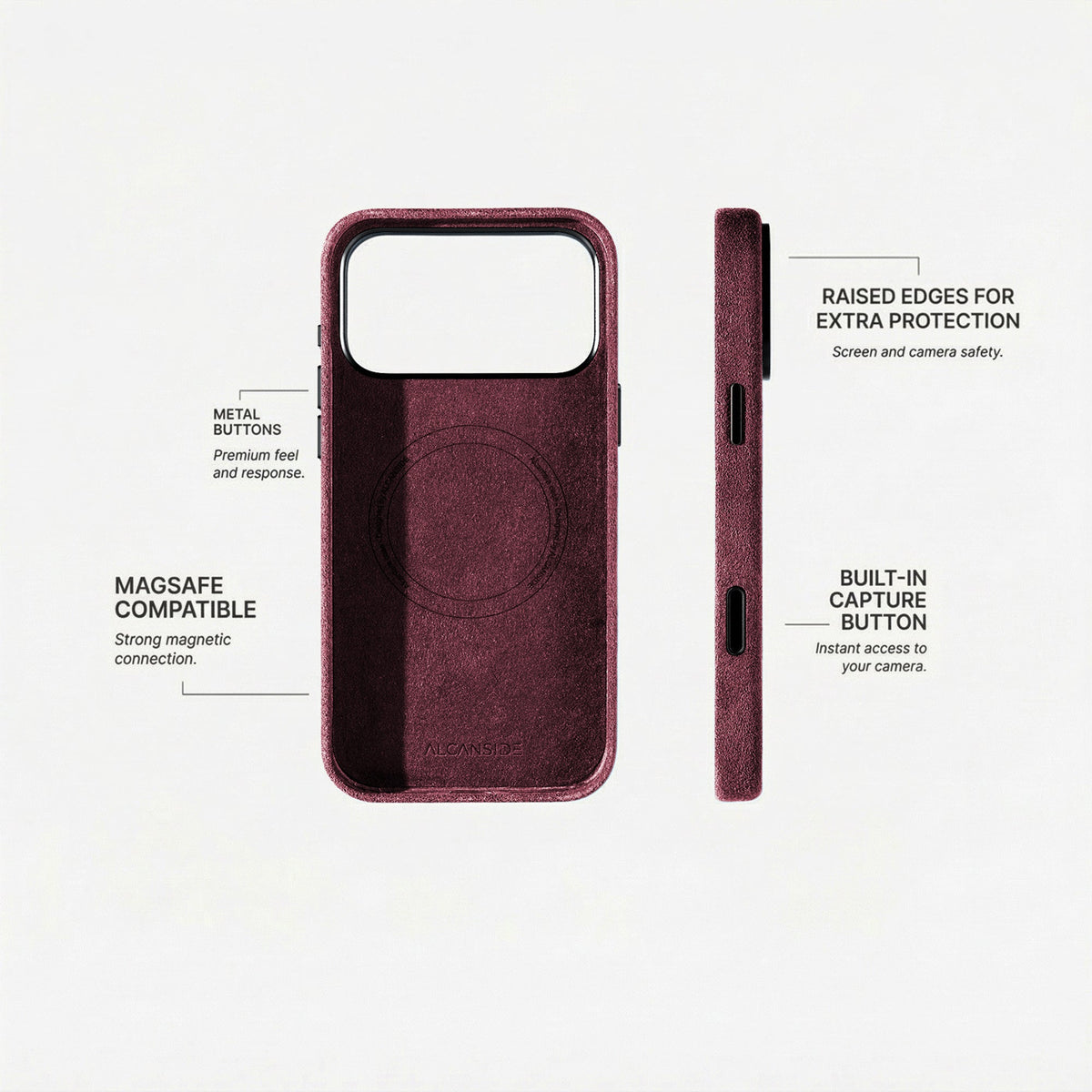 iphone alcantara case - Wine Red
