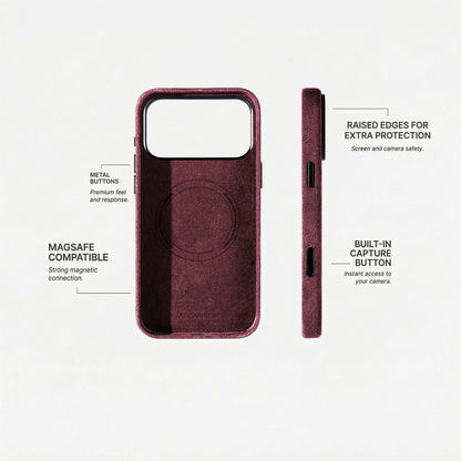 iphone alcantara case - Wine Red