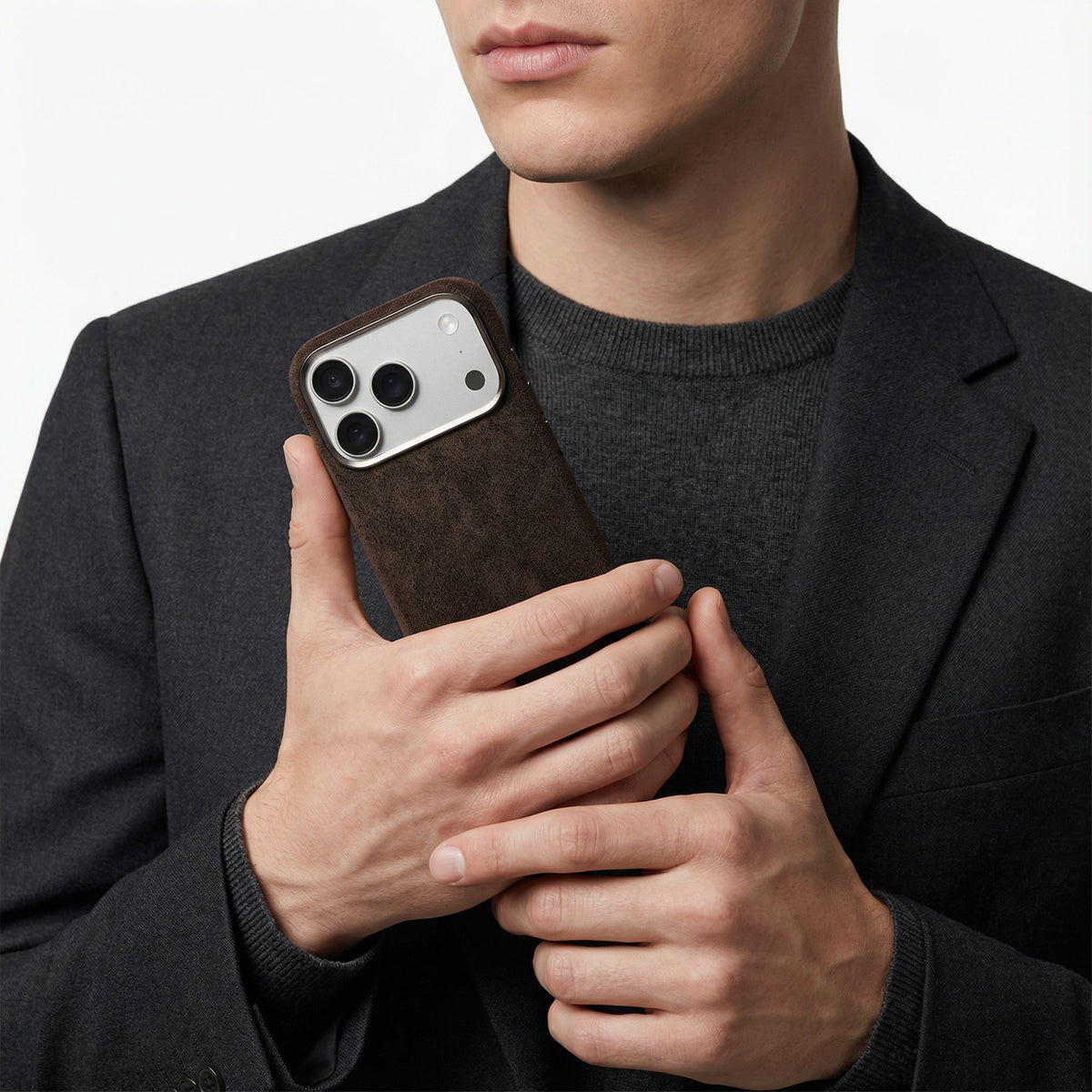 iphone alcantara case - Chocolate Brown