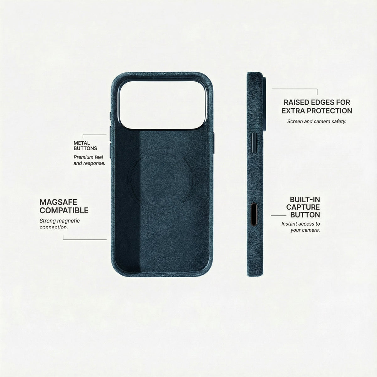 iphone 18 pro alcantara case - Navy Blue