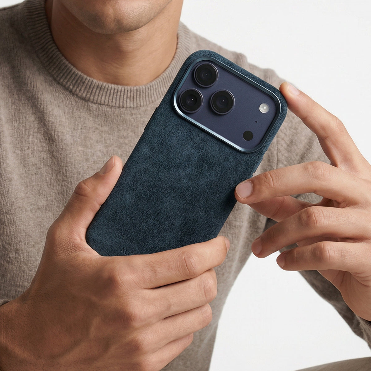 iphone alcantara case - Navy Blue