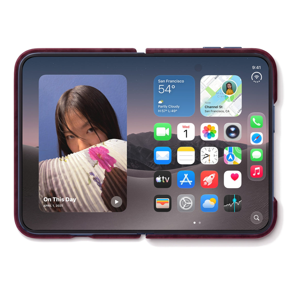 iPhone Duo - Alcantara Folio - Wine Red