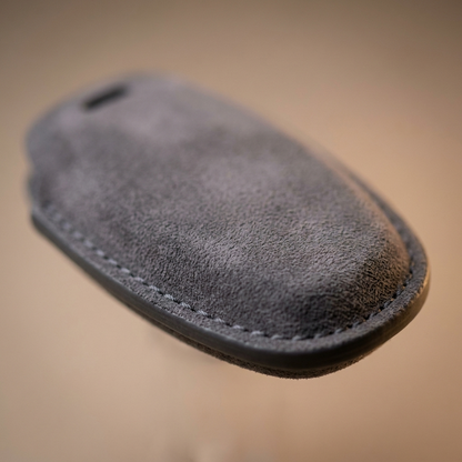 Alcantara Car Key Fob Cover for Nissan Model A with Buckle - Space Grey