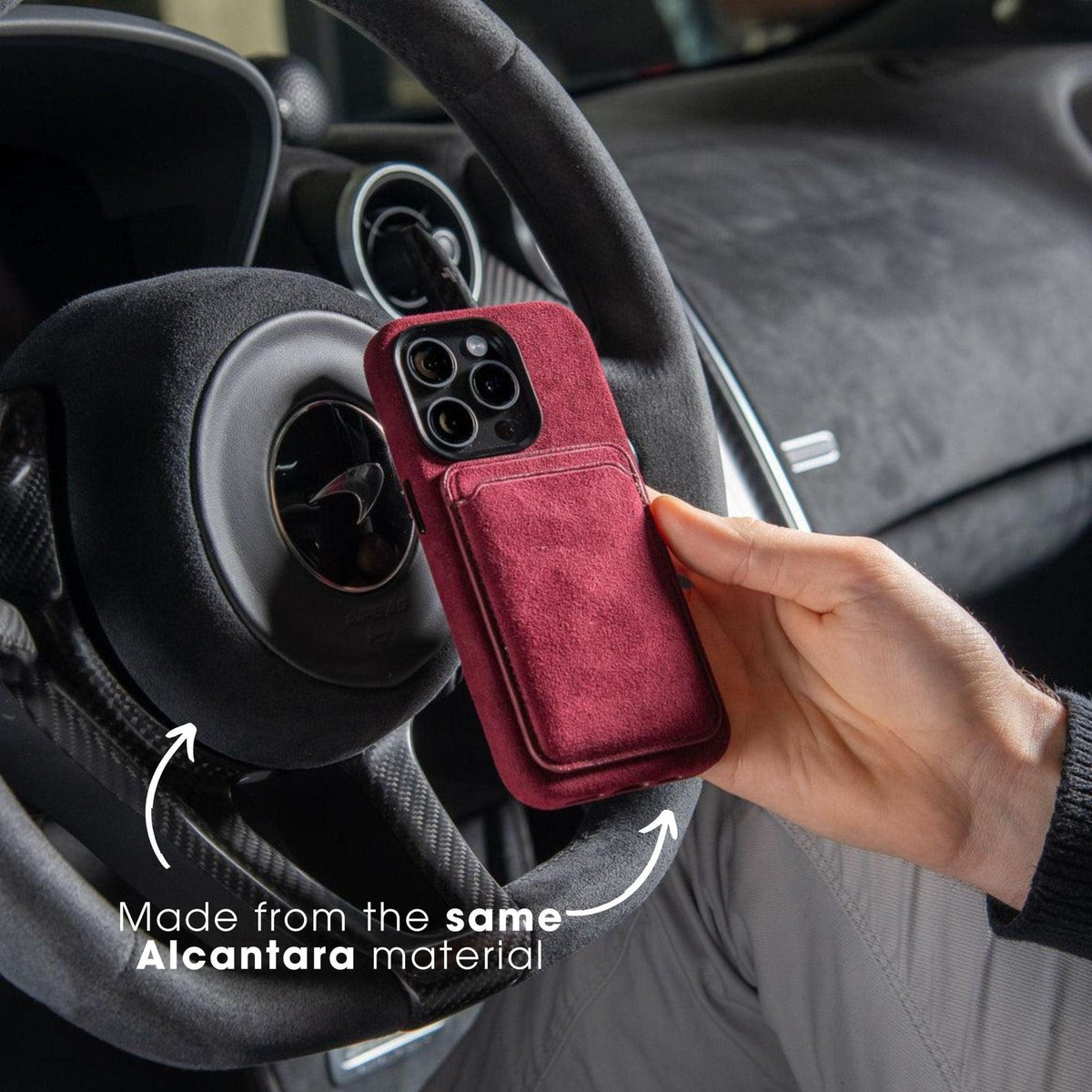 iphone alcantara case - Wine Red